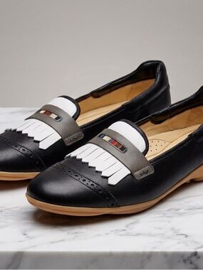 Royal Albatross Women’s Black Leather Kiltie Golf Shoes / Loafers - 8